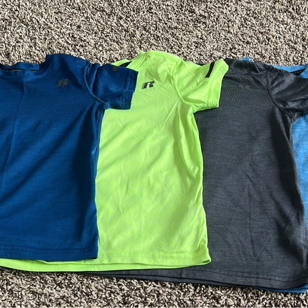 Russell Athletic Kids' T-Shirt Trio - Blue, Neon Green, Gray size 6-7